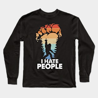 Vintage I Hate People Funny Bigfoot Rock Long Sleeve T-Shirt